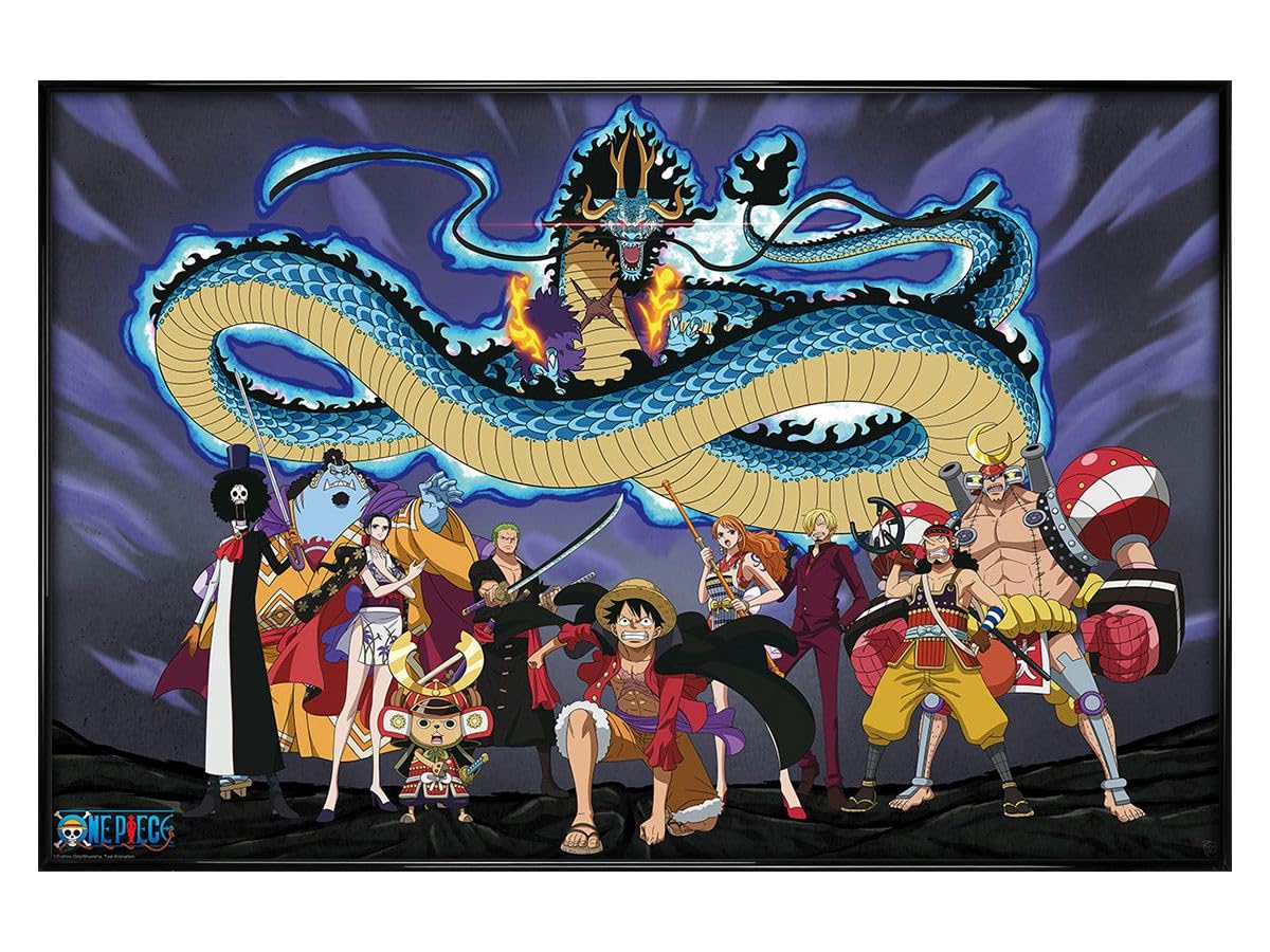 One Piece The Crew Versus Kaido Maxi Poster - Black Gloss Framed