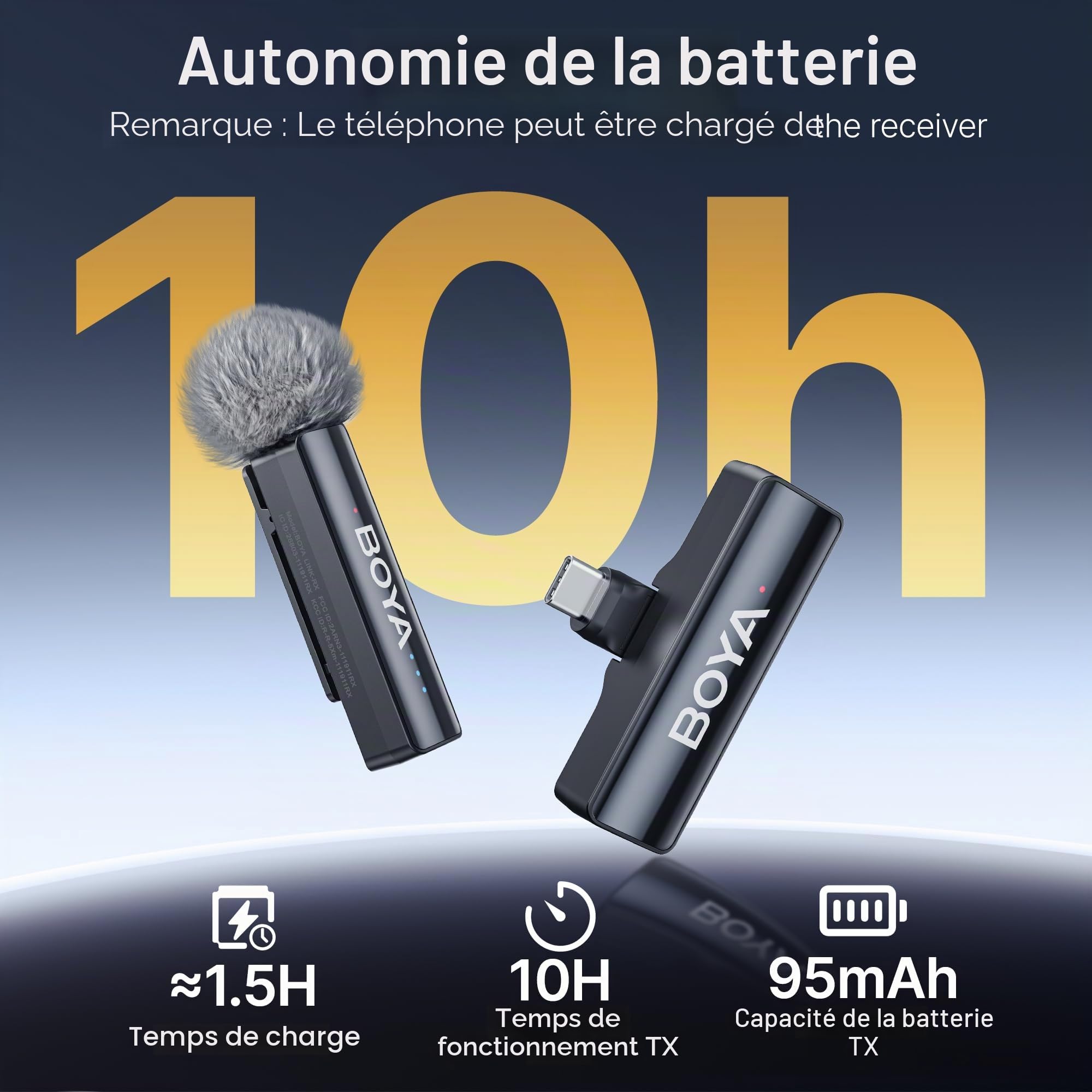 BOYA BOYALINK 2 A1 Microphone pour iPhone Android Appareil photo, 48 kHz 24 bits, 300 m, microphone Lavalier sans fil, annulation de bruit, mini microphone, micro clip, USB-C/Lightning/3,5 mm TRS Plug