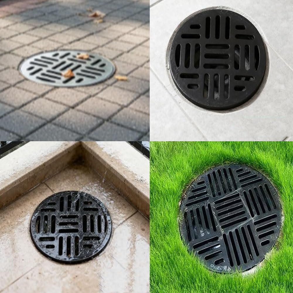 Outdoor Garden Drain Cover Round Drainage Grate 12in 14in 16in Catch Basin Drain Grate Cover Replacement, Cast Iron Drain Covers(40cm(15.7"))
