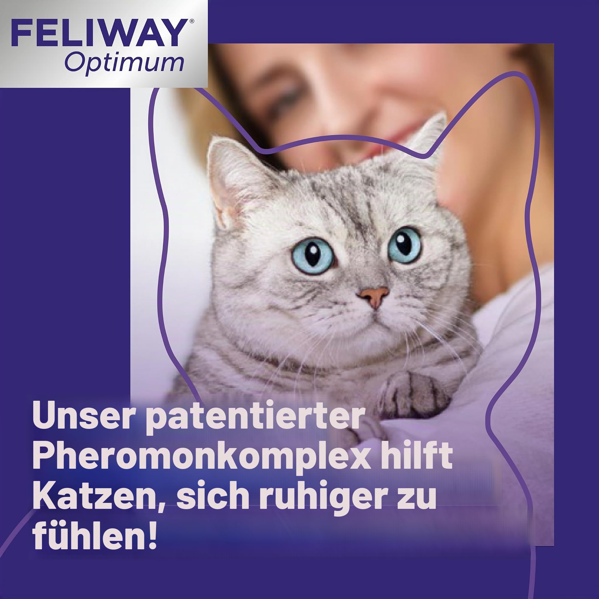 Feliway Optimum 30 Tage Katzen-beruhigende, geruchlose Nachfüllpackung für Pheromon-Diffusor, 48 ml – hilft Anzeichen von Stress bei Katzen und Kätzchen, von Tierärzten empfohlen, medikamentenfrei