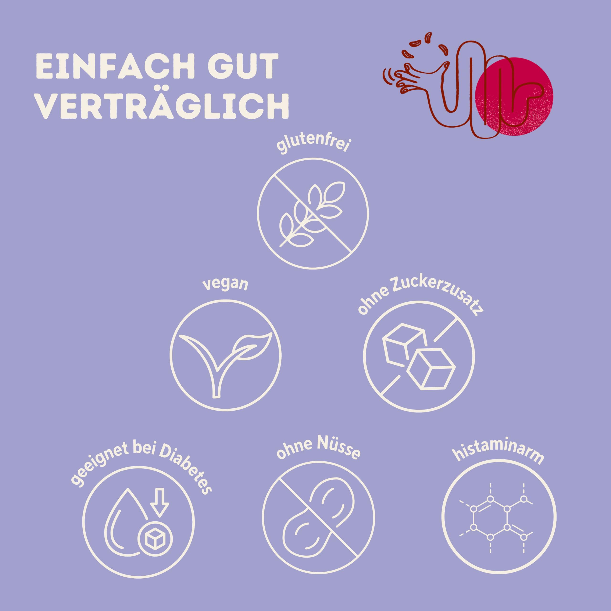 Baelanse® Haferriegel - Ohne Zuckerzusatz, vegan, glutenfrei, nussfrei, ballaststoffreich, mit Bakterienkulturen - Gesunder Snack für Darmgesundheit- 12x40g - Blaubeere