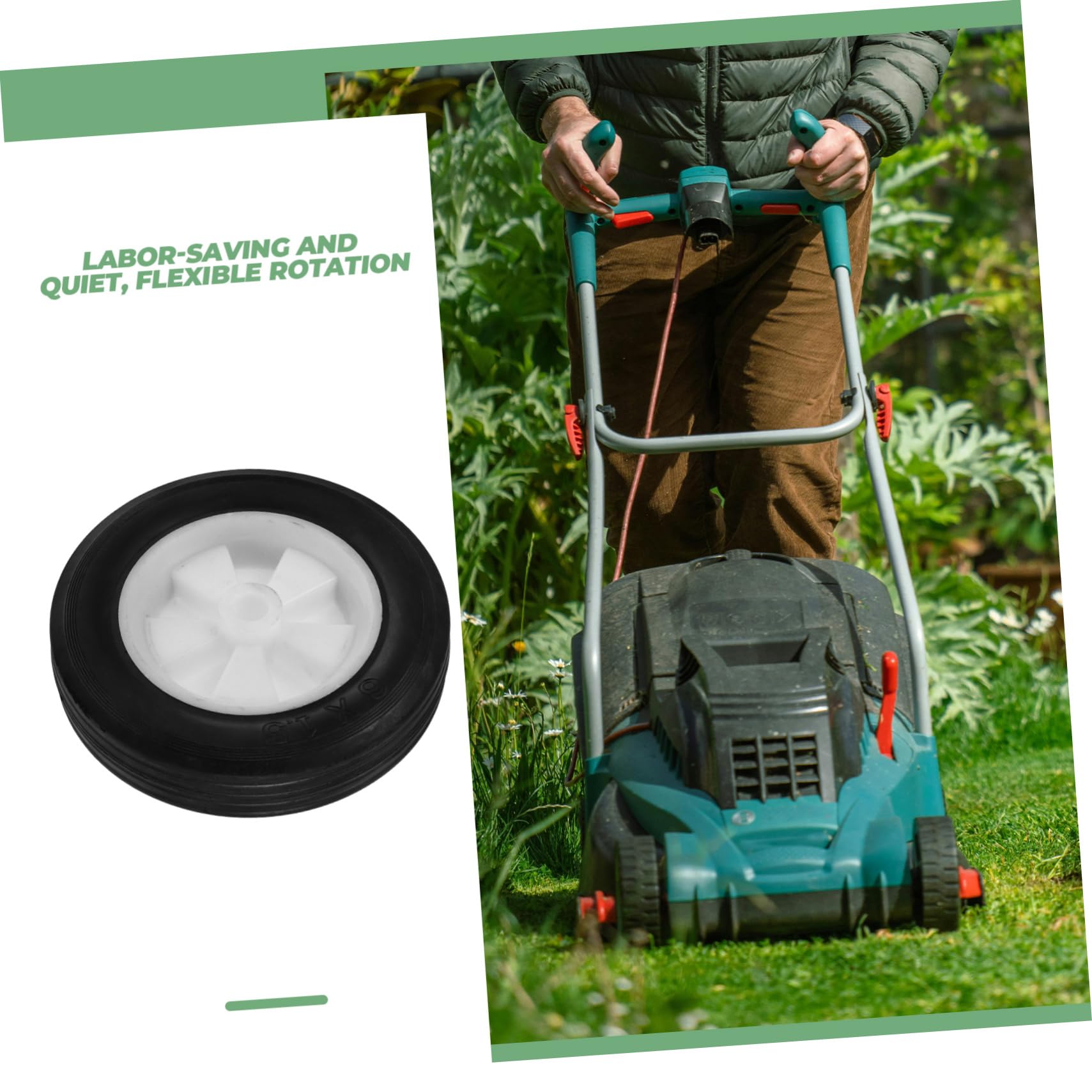 TOYANDONA Juego de 2 Ruedas de Goma para Cortacésped Aplicables, Resistentes y Silenciosas, Mejora la Eficiencia de Corte en Jardines y Céspedes