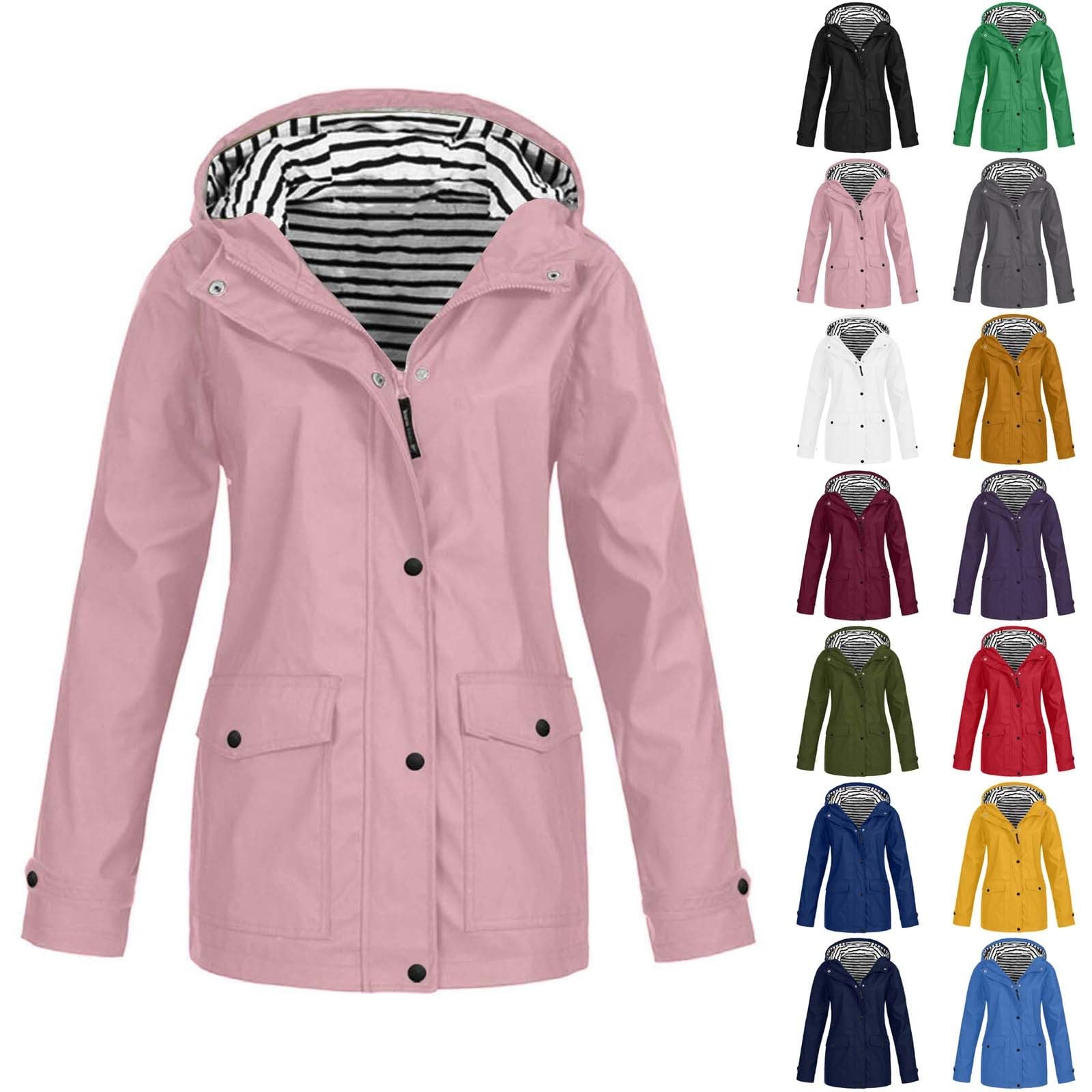 Chubasquero para mujer, resistente al agua, transpirable, elegante, monocolor, chaqueta softshell, chaqueta ligera cortavientos, tallas grandes, chaqueta de entretiempo con capucha, chaqueta funcional