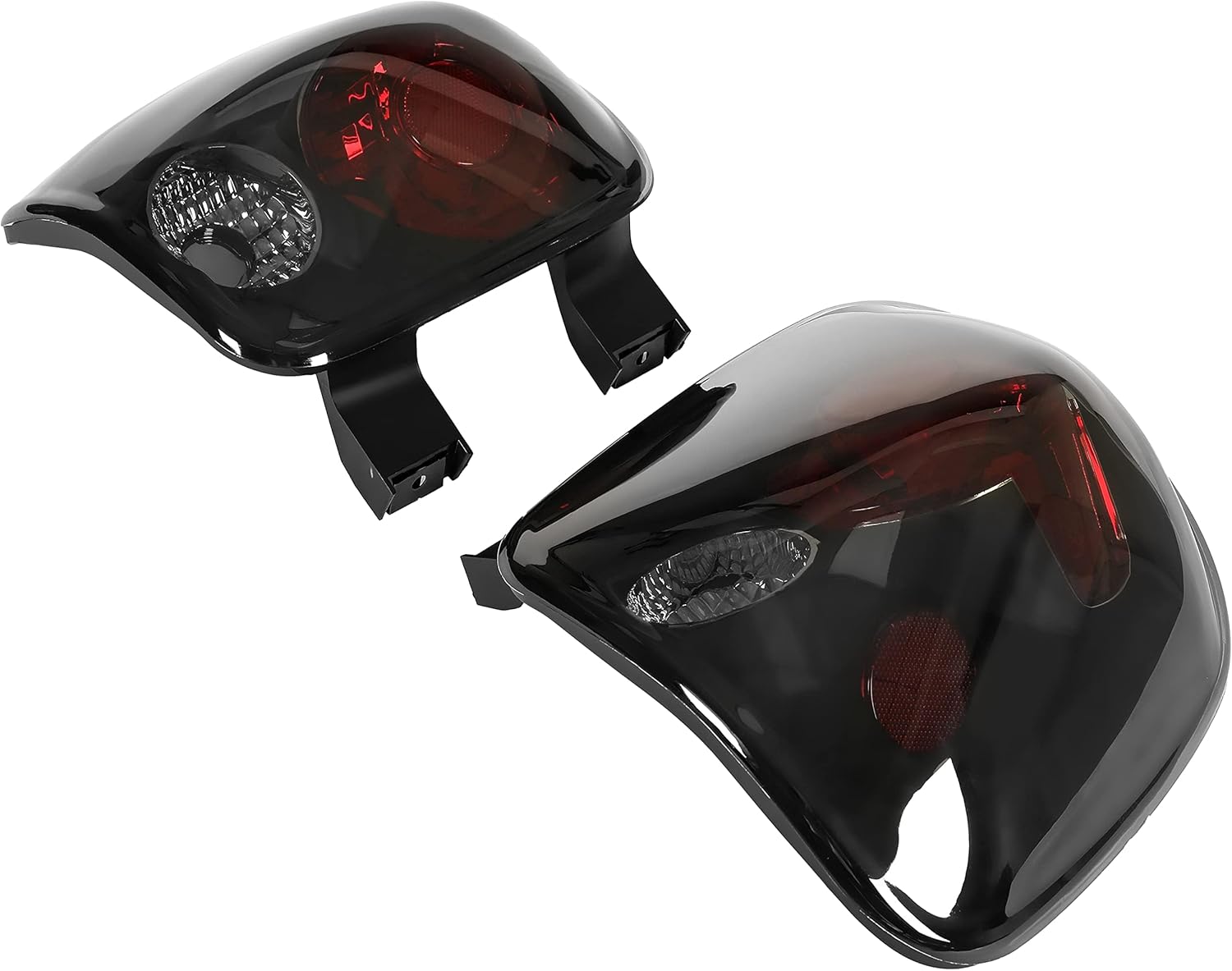 HECASA Tail Light Pair Compatible with 1999-2004 Chevy Silverado GMC Sierra Stepside Brake Lamps Black Housing Smoke Lens (w/o Bulbs)