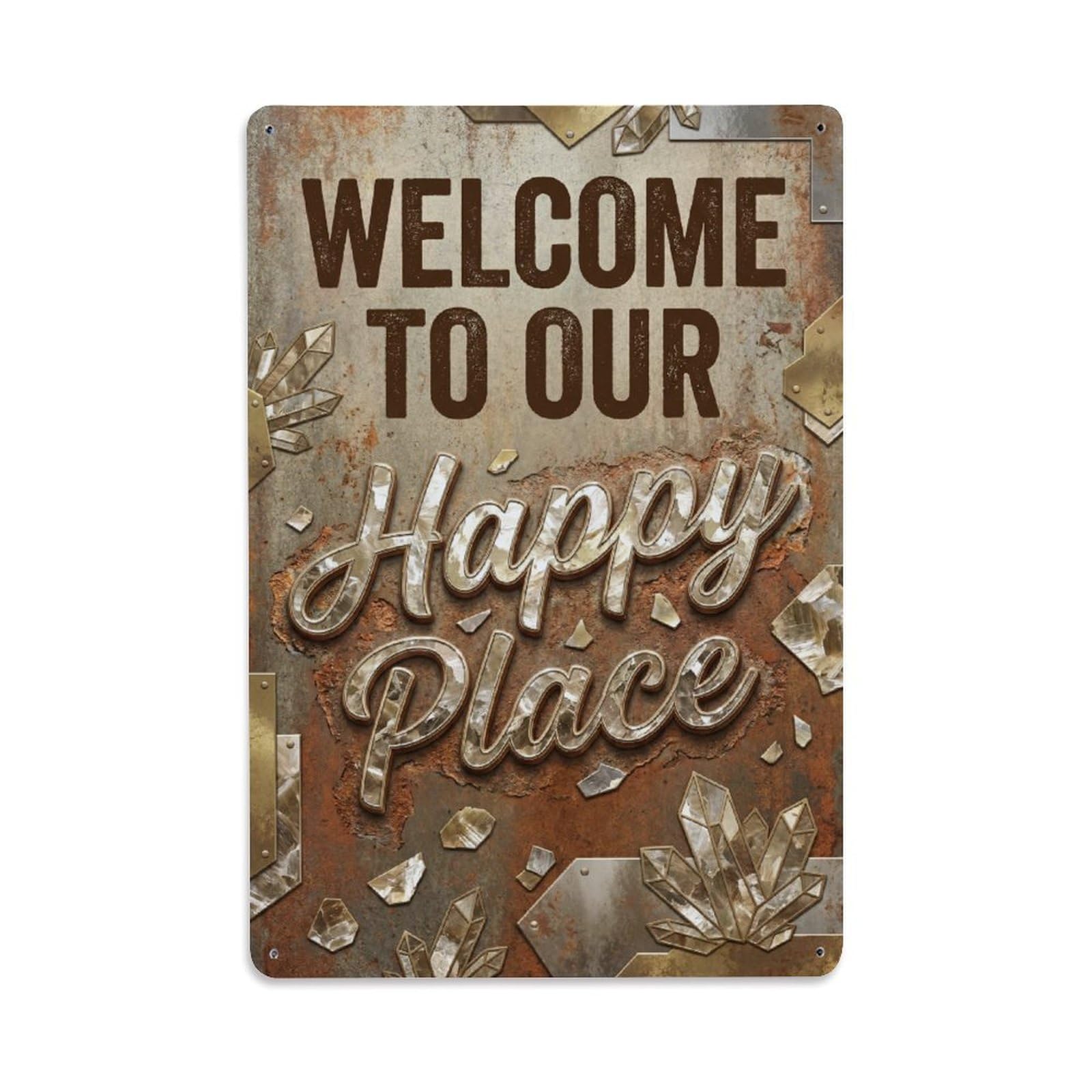 Welcome To Our Happy Place Vintage Muscovitemaker Studio Metal Tin Sign