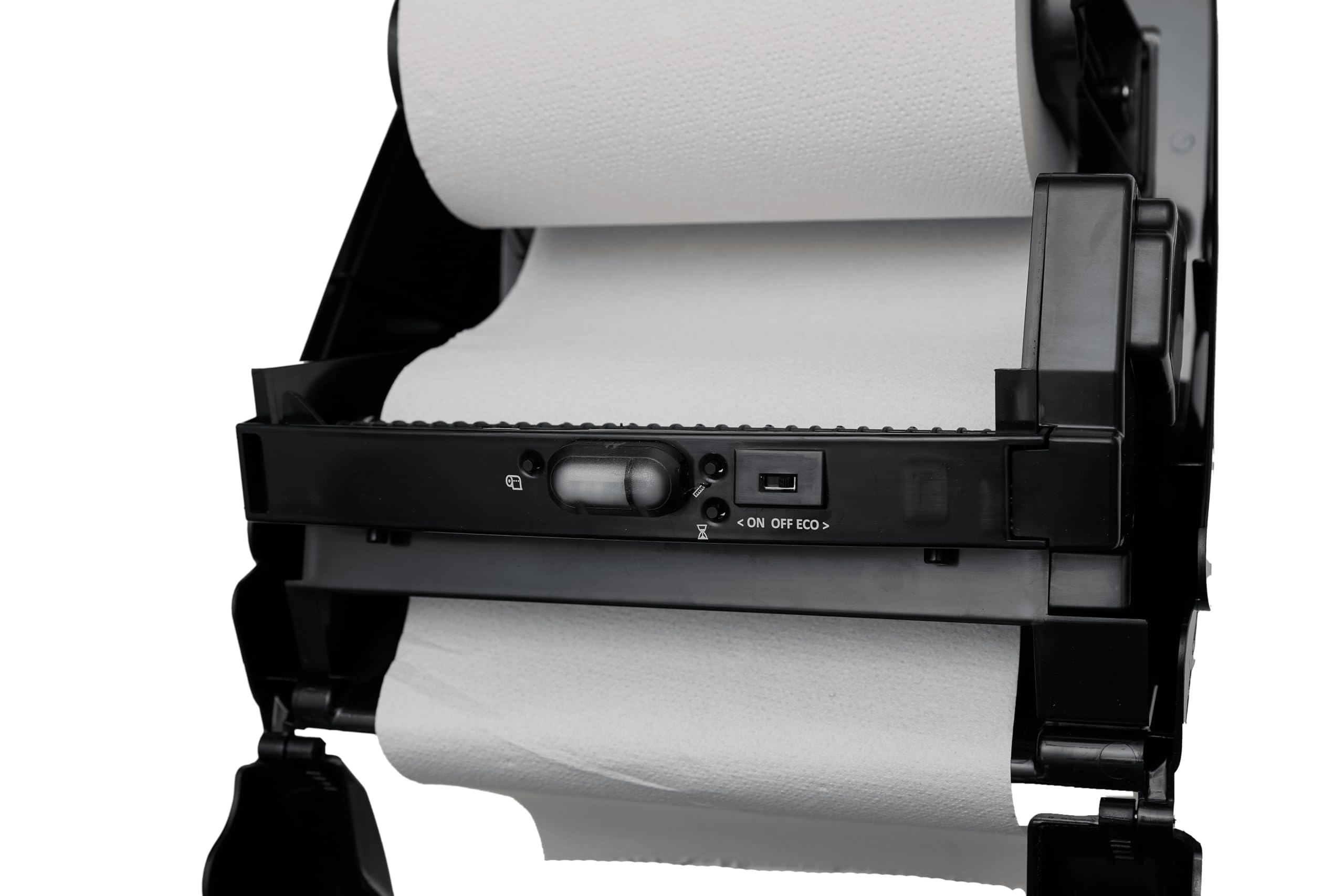 Jofel - AG65600, Dispensador de Papel Automático, Dispensador de Papel Bobina en Continuo, Fabricado en ABS Negro, Papel 220 mm Ancho, 200 mm Mandril ø 35/45mm
