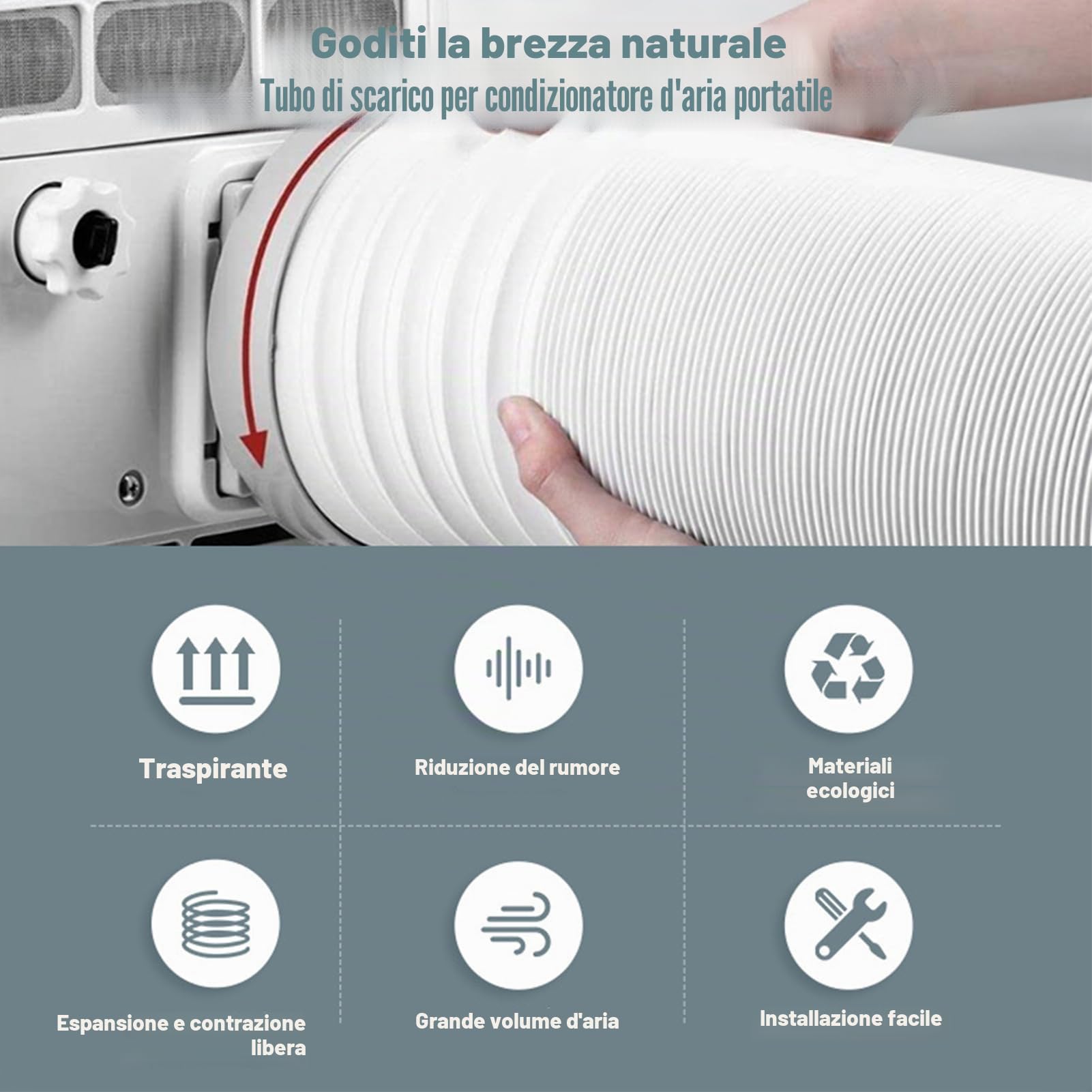Manguera de escape portátil de aire acondicionado, 130 mm/150 mm de diámetro, 1,5 m/2 m de longitud, conducto universal de PVC flexible para aire acondicionado, secadoras y campanas abiertas.