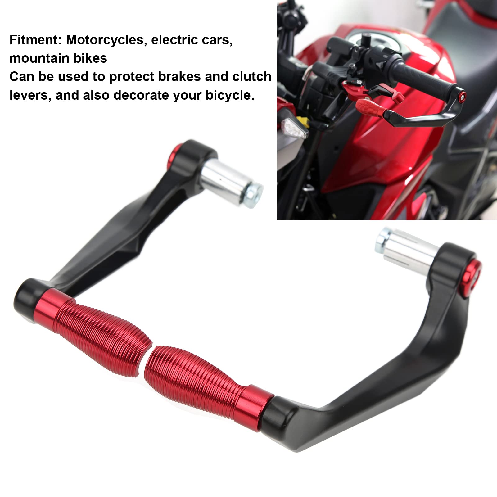 Protezione Leve Moto in Lega di Alluminio 2 Pezzi Set Manubrio Freno Frizione per Mountain Bike (Rosso)