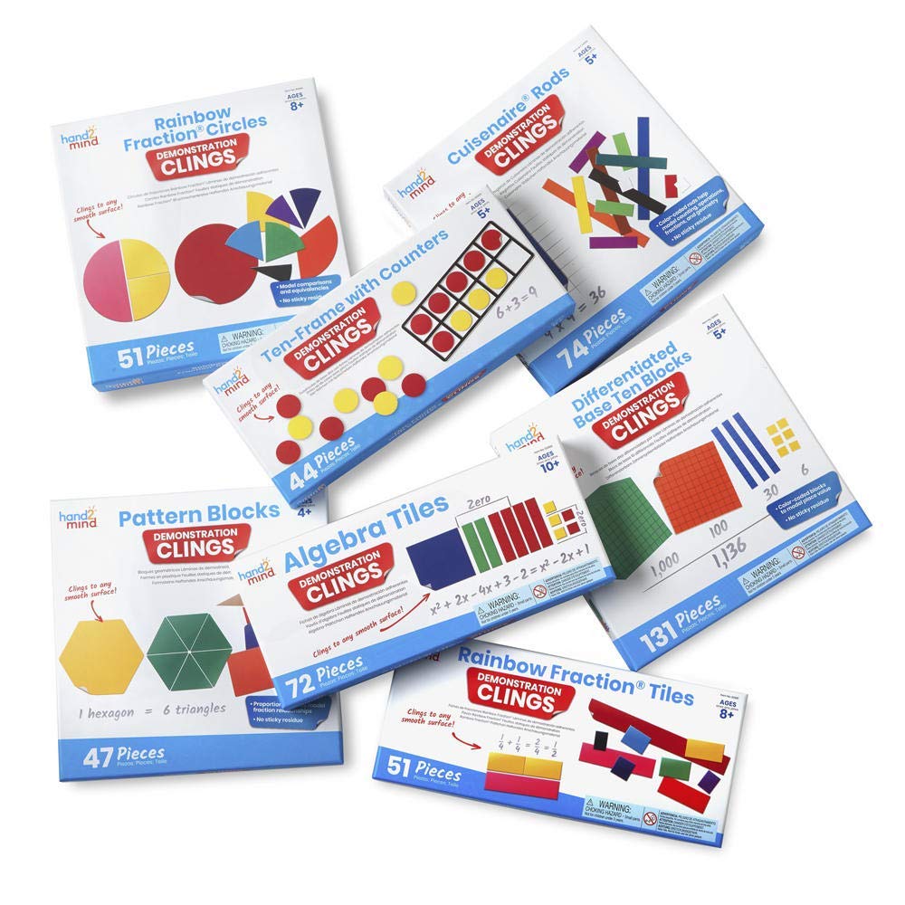 Amazon.com: hand2mind Demonstration Clings Bundle Set, Base Ten Blocks, Ten  Frame Math Manipulatives, Pattern Blocks, Cuisenaire Rods, Fraction Tiles,  Fraction Circle, and Algebra Tiles, Homeschool Supplies : Office Products