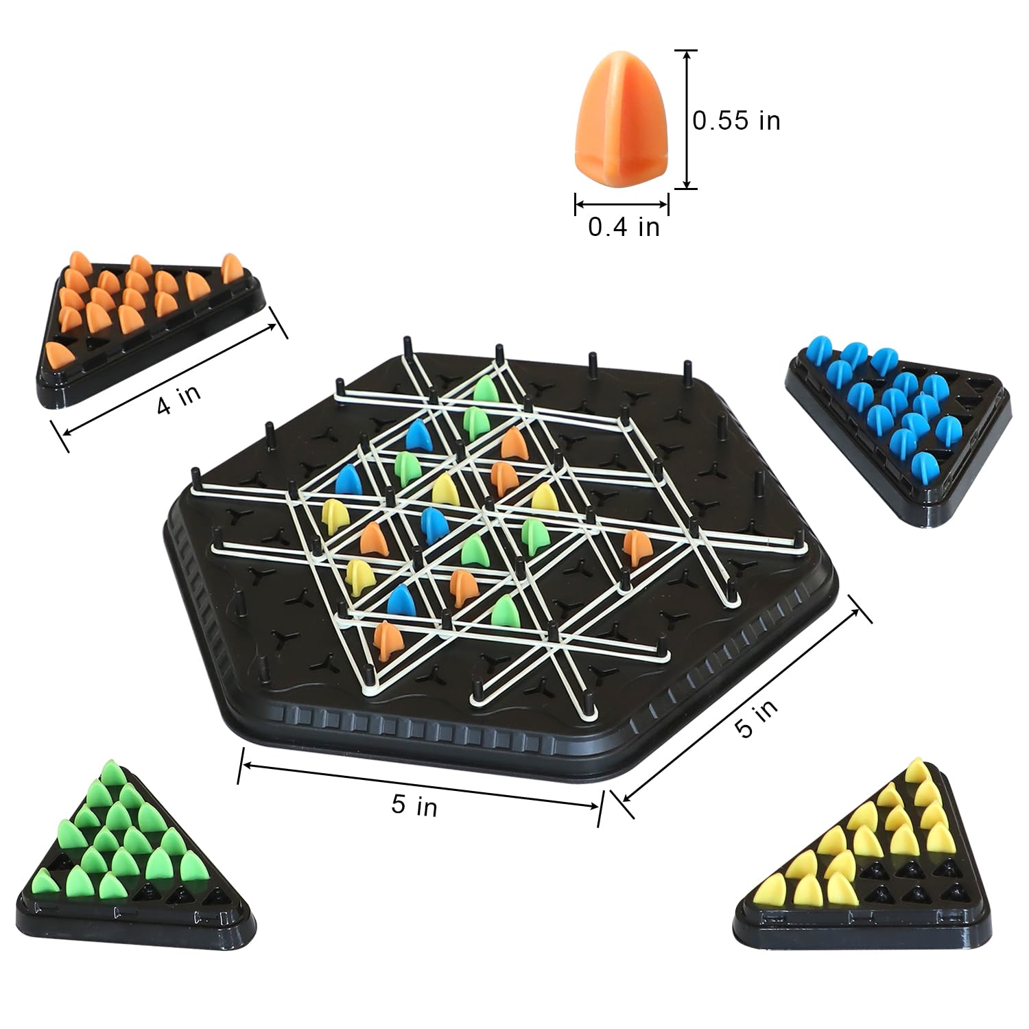 Juego De Mesa Triangle Chain – Tablero De Madera Con 84 Piezas De Colores Y Gomas Elásticas, Para Desarrollar La Lógica Y La Estrategia, A Partir De 3 Años