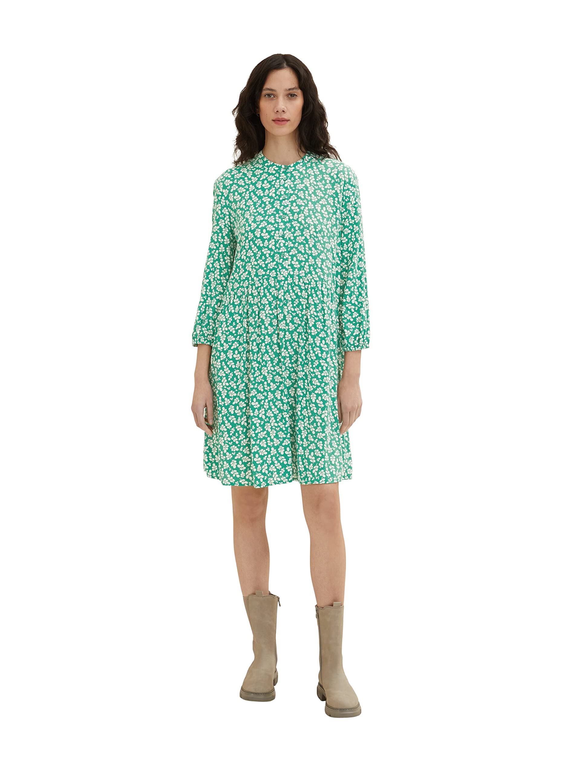 TOM TAILOR Damen dress with pattern and button placket