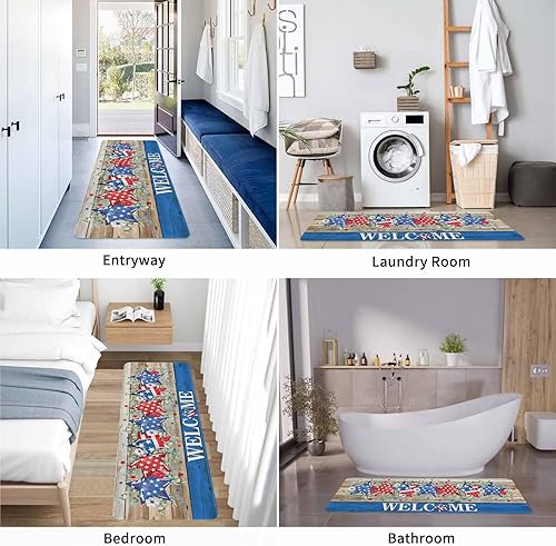 Vista 410 de Tapete de Feliz Navidad, tapete antideslizante para puerta delantera, baño, cocina, dormitorio, patio, entrada, 16 x 24 pulgadas, rojo, negro y verde