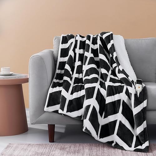 Miniatura 13 de VENTIMI Manta eléctrica con funda térmica, manta térmica de 50 x 60 pulgadas con 5 niveles de calor y 3 horas de apagado automático, mantas de