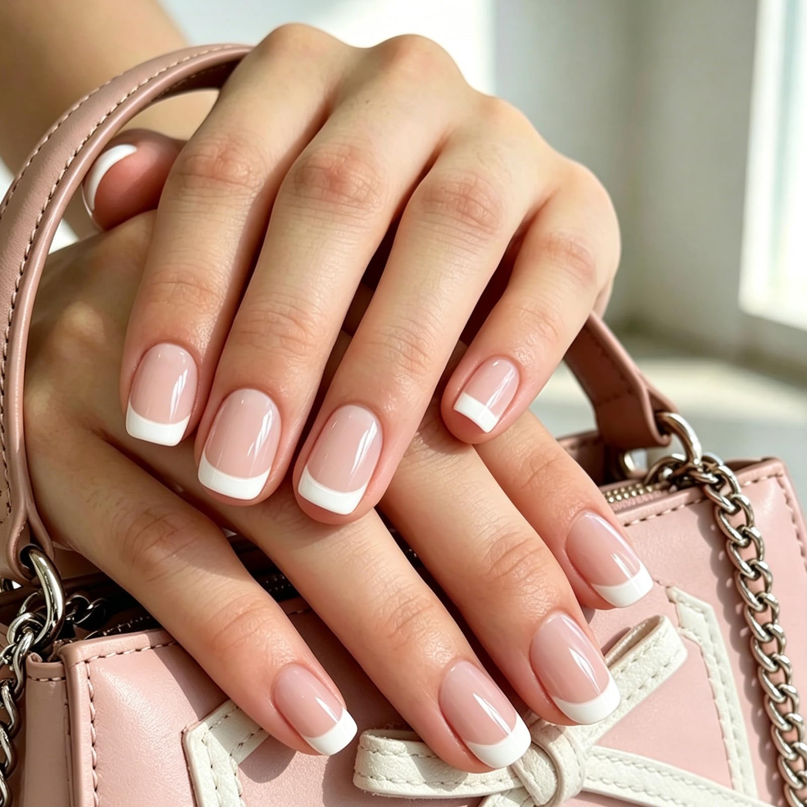 Amazon.com: Coolnail Fashion Summer Short Nude Pink White French