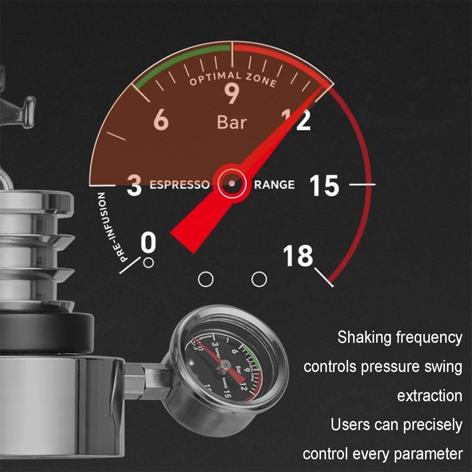 Mechaniczny, ręczny ekspres do kawy z korbką, zestaw z ręcznym ekspresem do kawy z kolbą filtrującą 58 mm, regulowanym ciśnieniem 18 barów, drewnianą rączką i manometrem