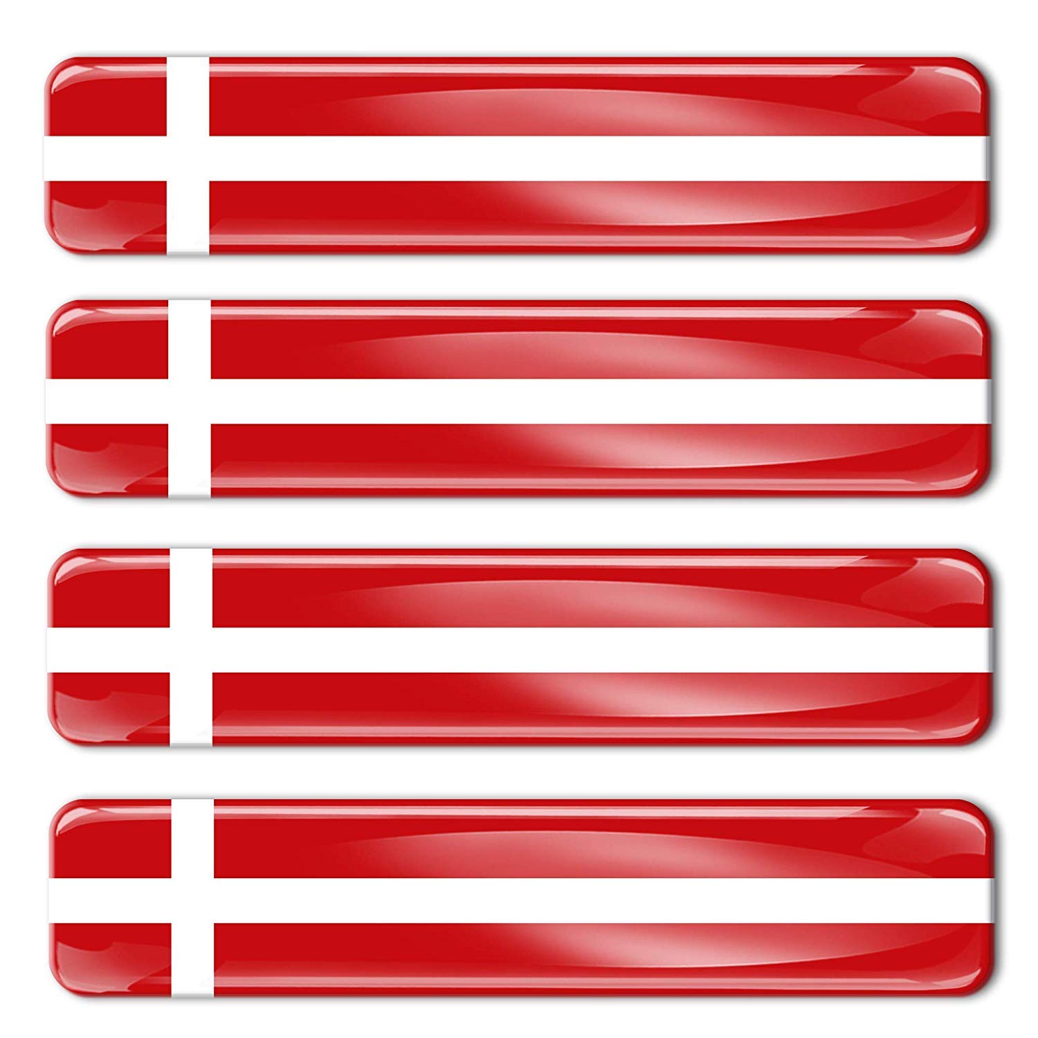 Biomar Labs 4 x 3D Domed Silicone Stickers Decals Denmark National Danish Flag Banner Emblem Car Motorcycle Helmet F 6/4-ka