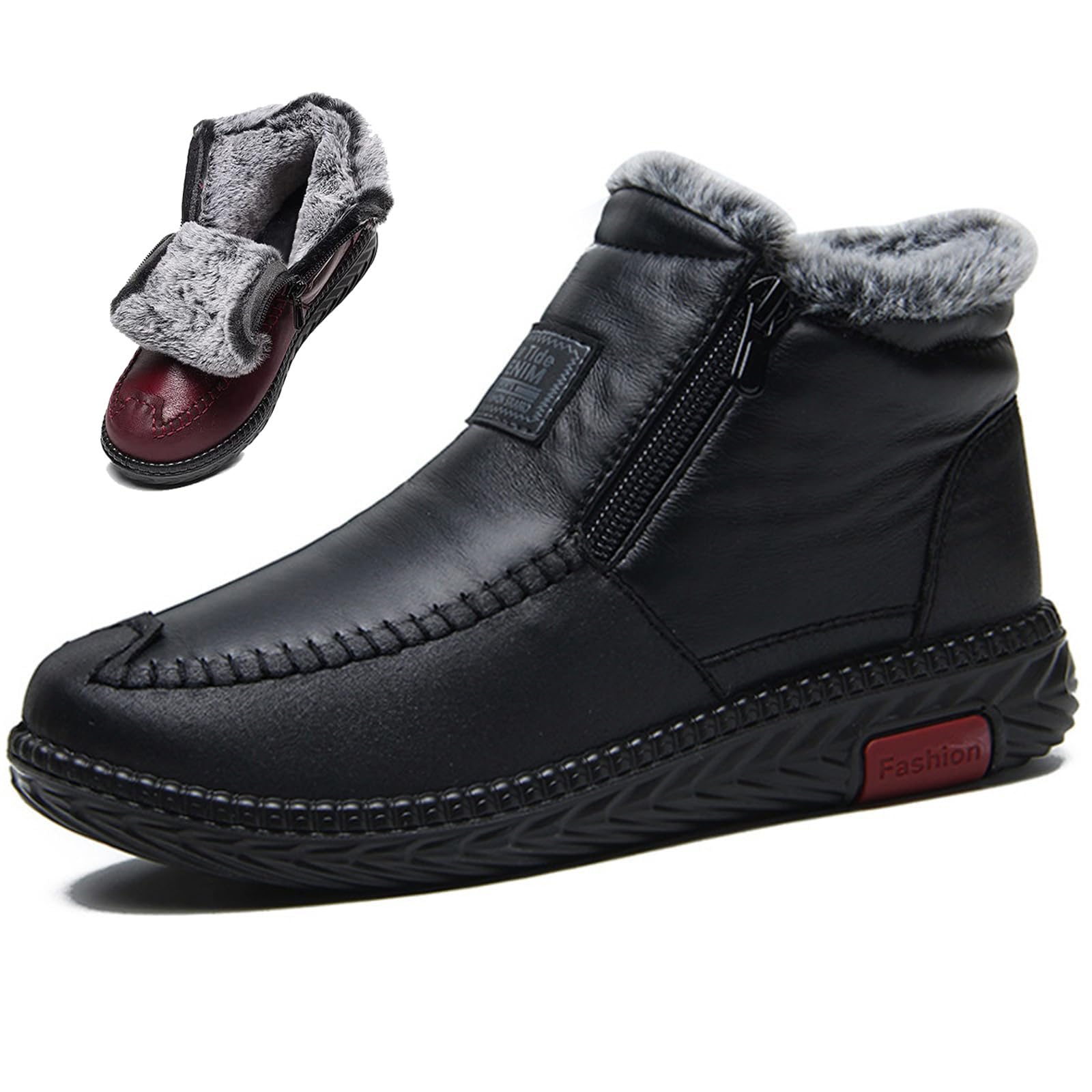 Bottes de neige chaudes et épaisses en polaire pour femme - Imperméables et antidérapantes - En cuir de coton - Large largeur - Pour femme