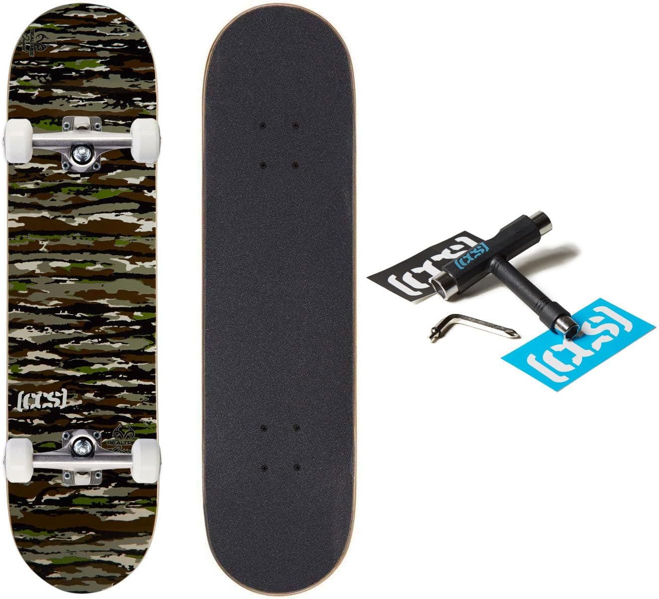 [CCS] Realtree Camouflage Skateboard Complete | Maple Wood | Professional Grade | Fully Assembled with Skate Tool & Stickers | Adults, Kids, Teens, Youth | Boys & Girls