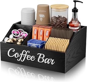 Wooden Coffee Station Organizer for Countertop