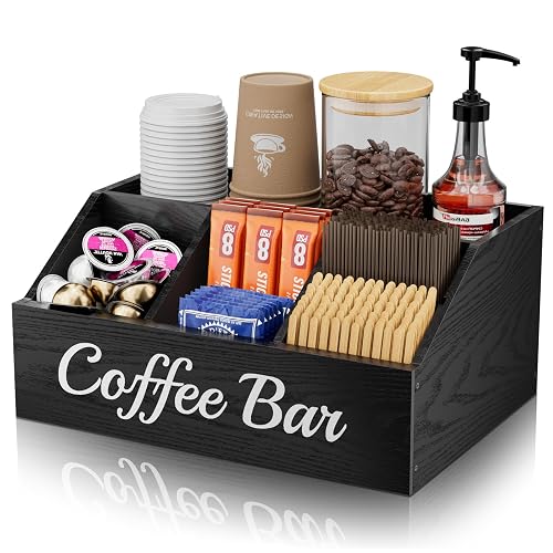 Coffee Station Organizer for Countertop – Wooden Coffee Bar Organizer