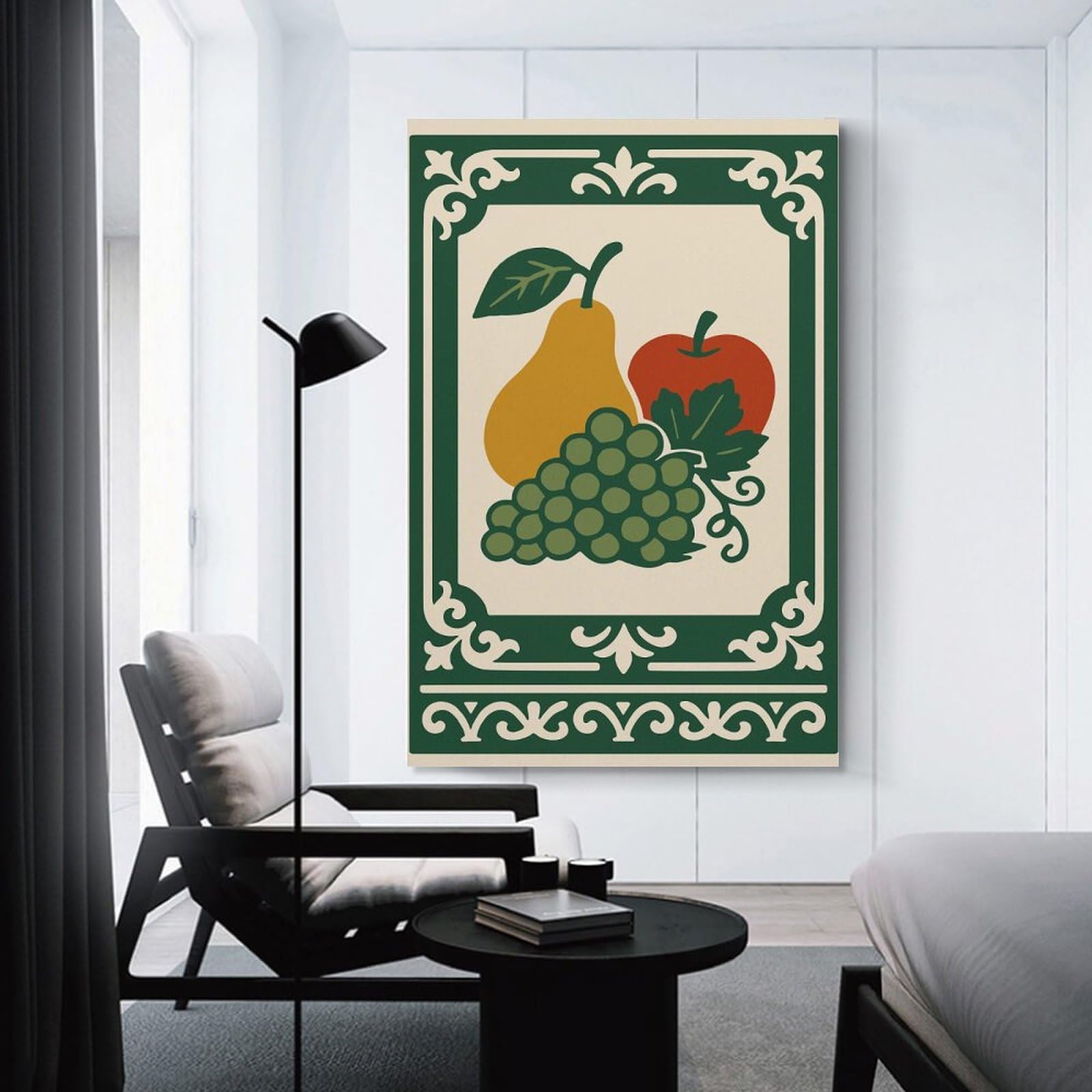 Junmoney Hanging Wall Art Still Life of Fruits with Decorative Border, 20x30inch(50x75cm), for Contemporary Homes, Apartments Or Offices, Stylish Wall Art for Fresh Spaces