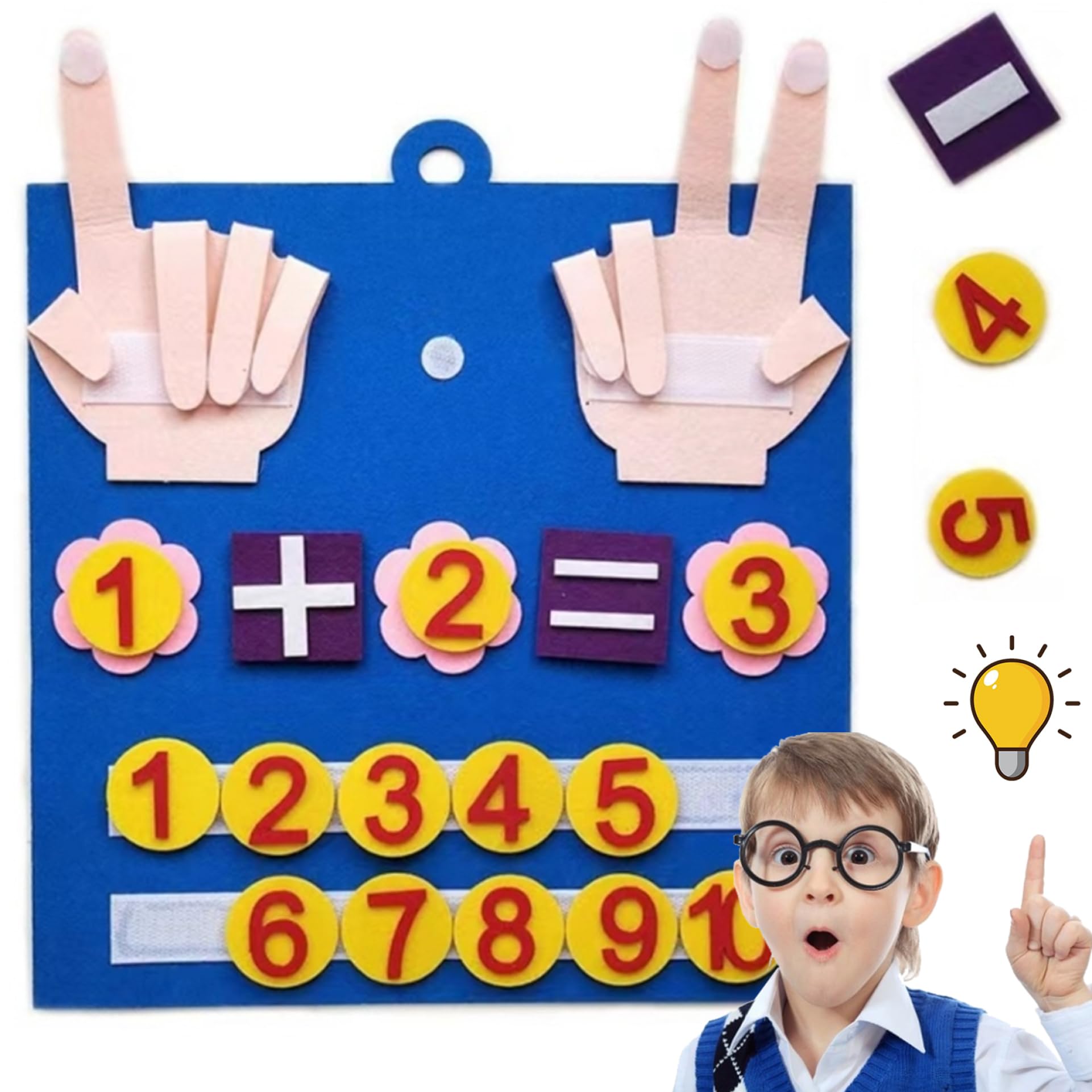 Jorzer Fieltro Números de Dedo Juguete de Matemáticas para Niños Lindo Diversión Educación Temprana Juguetes para Contar con Lazo para Colgar DIY Vibrantes Juguetes de Aprendizaje Actividades de..