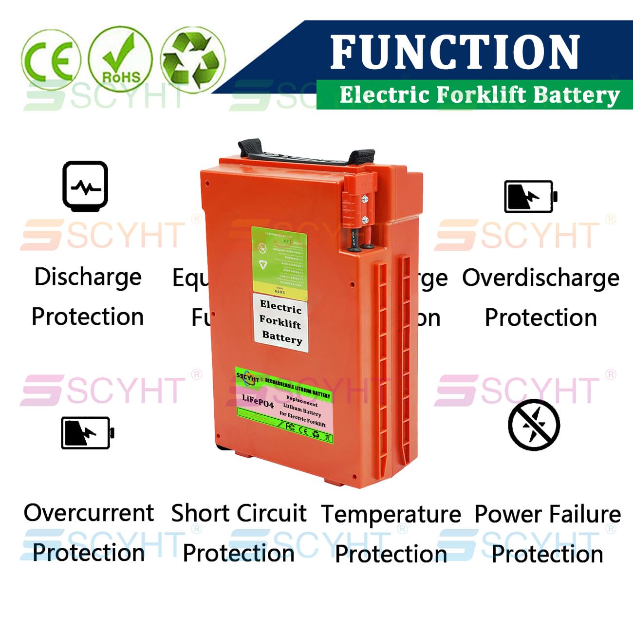 Batteria transpallet elettrico 24V 48V Batteria al litio per transpallet elettrico CBD20YLi Batterie ricaricabili per sollevatore telescopico con maniglia,48v20ah with charger