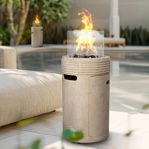 Outdoor Propane Fire Pit, 16" Propane Fire Column Patio Gas