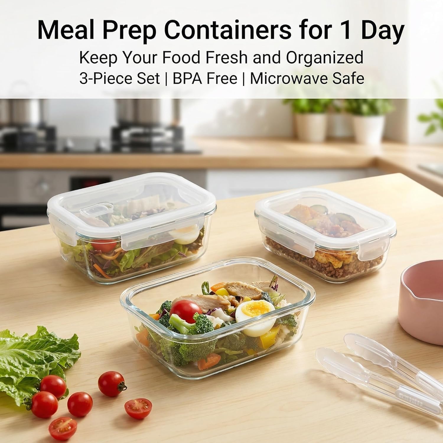 Food Storage Containers with Airtight Lid,3 Set,Oven,Freezer Safe