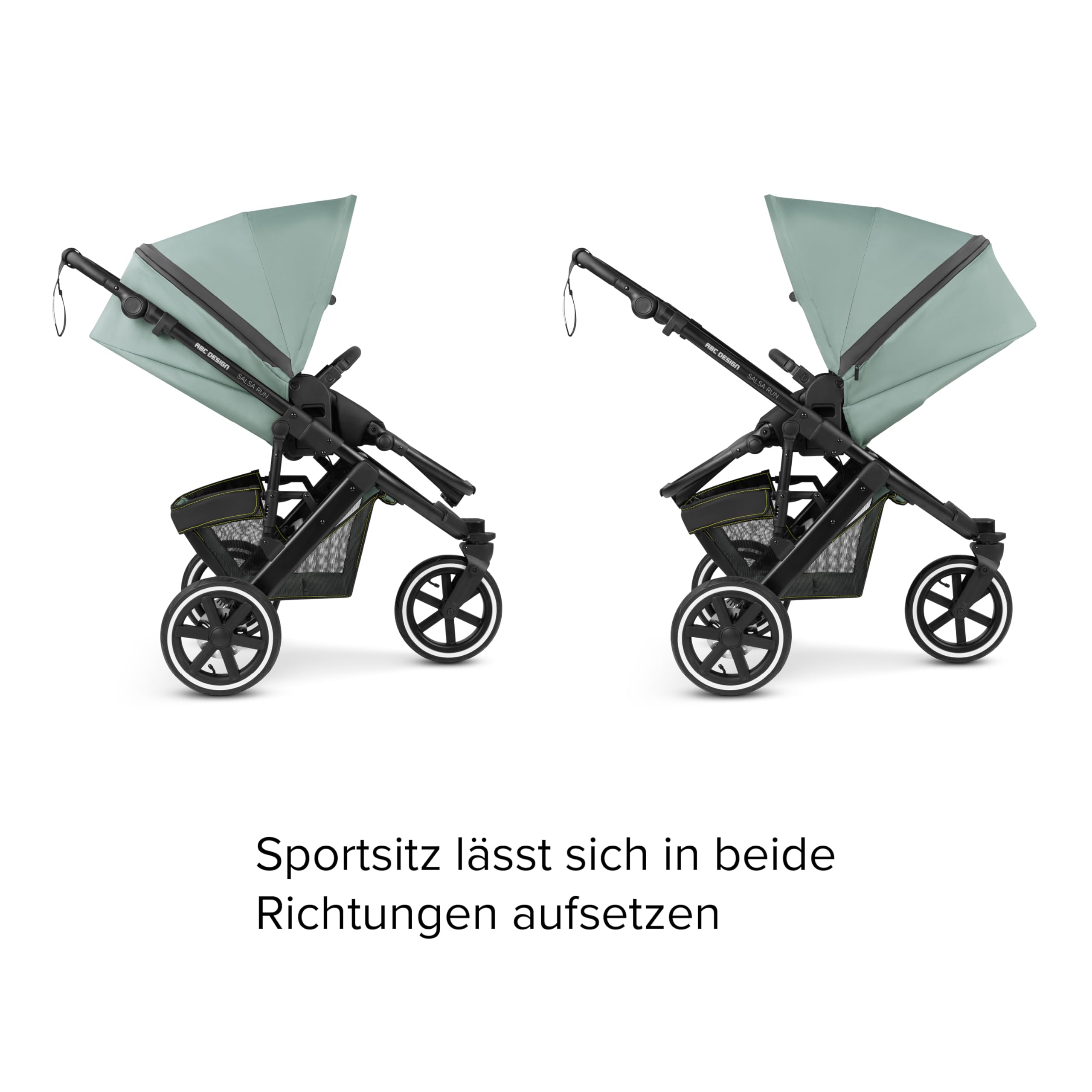 ABC Design Sportkinderwagen Salsa Run – Jogger Dreirad-Kinderwagen mit Sportsitz, Luftreifen, Federung und Handbremse (aqua)