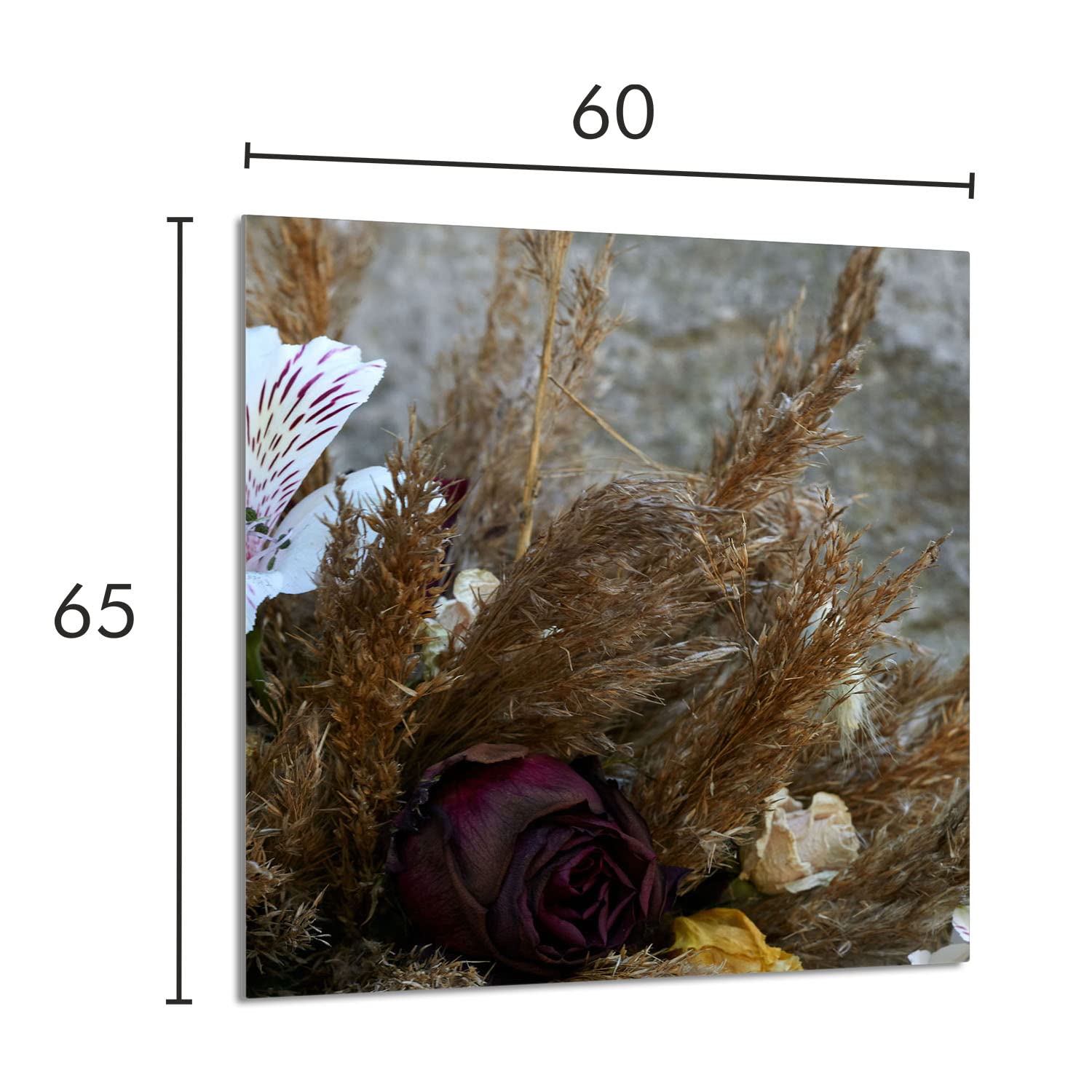 Szklany panel ochronny do kuchni Lacobel, szklana płyta ochronna na kuchenkę, 60x65 cm, szklana deska do krojenia, ochrona przed rozpryskiwaniem, uniwersalna, ORCHIDEA