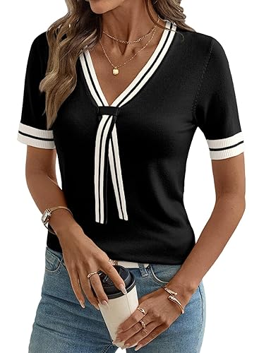 Dokotoo Women’s Lightweight Knit Top Chic Short Sleeve Sweater Tee