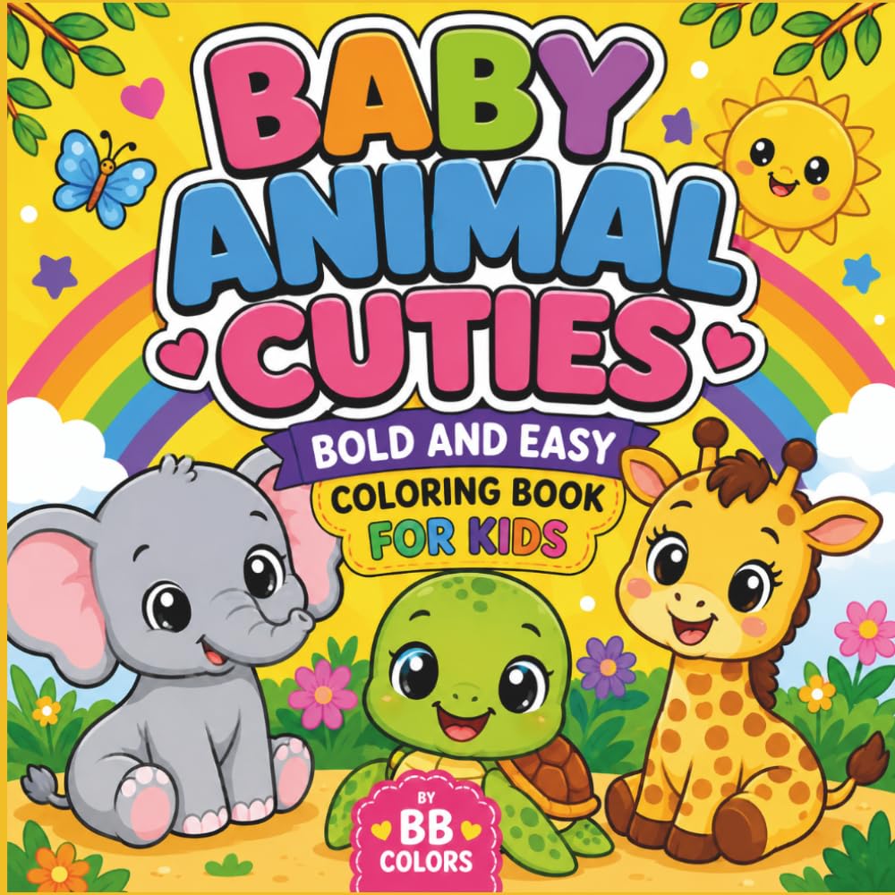 BABY ANIMAL CUTIES: BOLD AND EASY COLORING BOOK FOR KIDS
