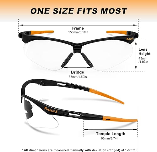 Miniatura 6 de ProtectX Gafas de seguridad para hombres y mujeres, lentes de sol de seguridad con lentes antivaho resistentes a los arañazos, agarres