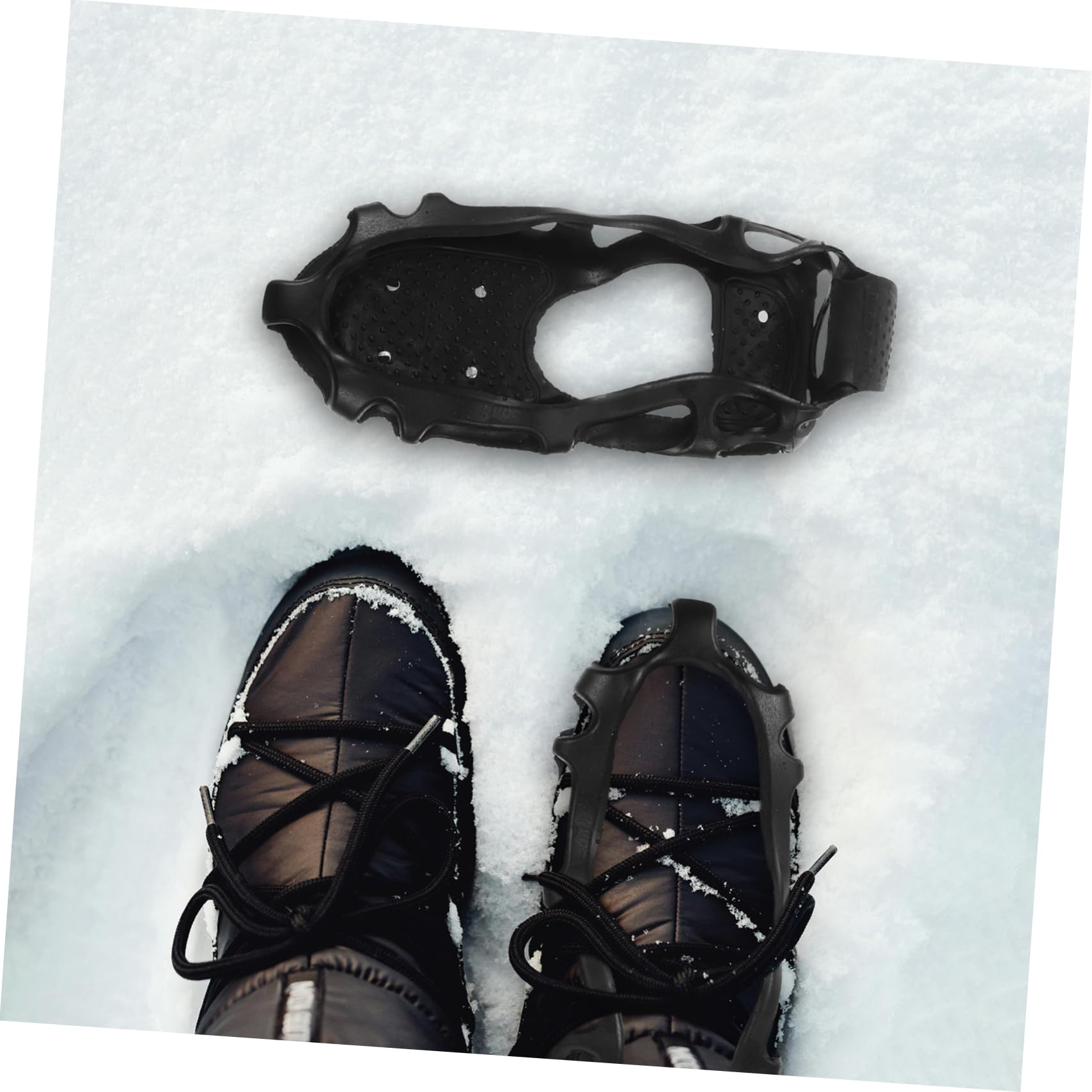 HEMOTON Ramponi per Scarpe Chiodate 12mm, Tpe Nero, Punta Antiscivolo, Facile Installazione, per Outdoor e Snow Hiking
