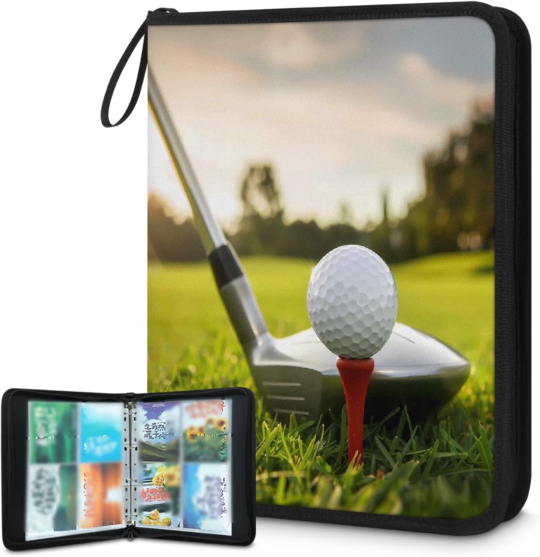 Card Binder Golf Ball Themed 9 Pocket Trading Card Holder 900 Pockets with 50 Removable Sleeve Waterproof Album Book Storage for Cards