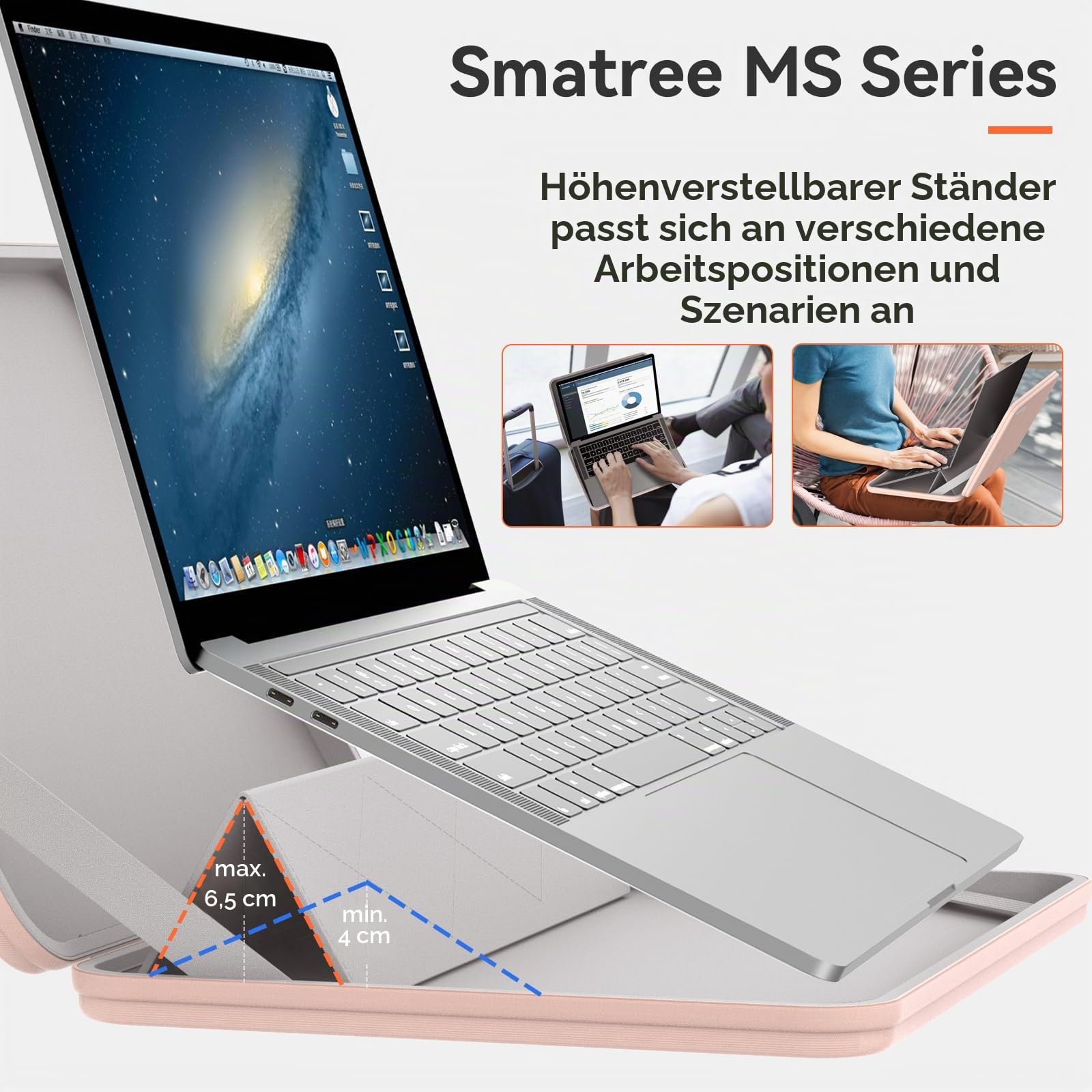 Smatree MS89T Laptop Hartschalenhülle aus EVA mit Laptopständer für 16 Zoll Samsung Galaxy Book5/4/3 Pro, für Samsung GalaxyBook4/5/3 Pro 360, für Galaxy Book4 Edge/Book4 Ultra/Book3 Ultra Sleeve,Rosa