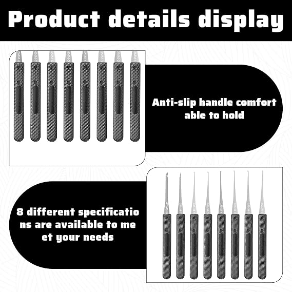 Broken Key Extractor Set, 12 Pcs 0.2–0.4 Mm Broken Key Extractor, Keys Extractors Tool, Suitable for Repairing Car and Domestic Locks, Professional Locksmith’s Tool for Removing Broke Keys (Black)