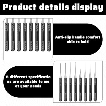 Broken Key Extractor Set, 12 Pcs 0.2–0.4 Mm Broken Key Extractor, Keys Extractors Tool, Suitable for Repairing Car and Domestic Locks, Professional Locksmith’s Tool for Removing Broke Keys (Black)