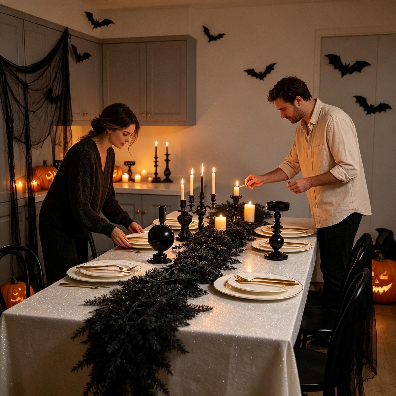 Girlanda halloweenowa na kominek, gałązka winorośli, sezonowy wiszący rekwizyt na werandę, drzwi, okno, podwórko, realistyczny projekt sceny do świątecznej dekoracji domu