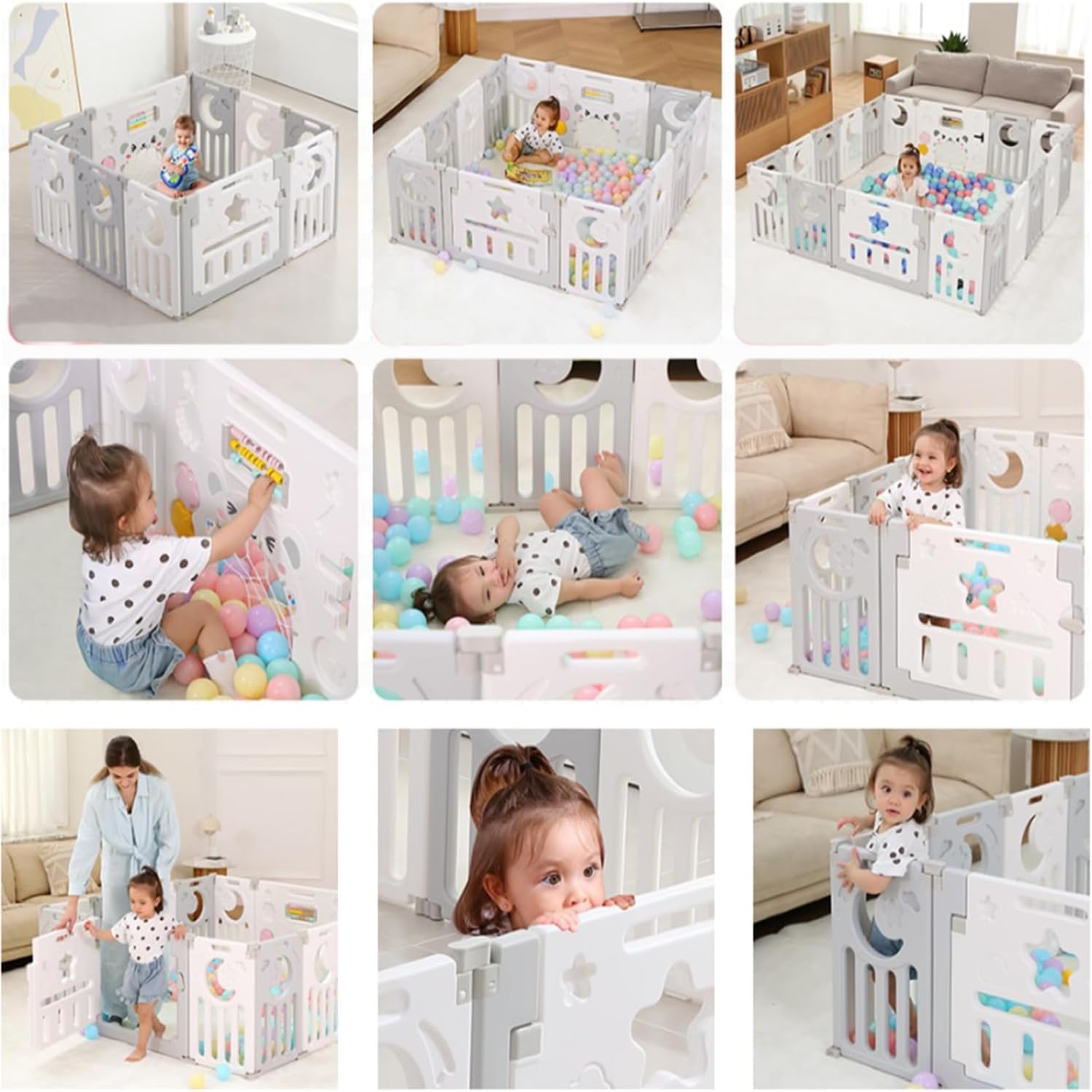 Hukimoyo 18 Panel Playpen for Babies Upto 5 Year Foldable Baby Fence Playpen with Mat & Balls Activity Play Yard for Kids Play Area Indoor Setup Fence for Toddlers Outdoor Playarea with Gate (6x6 =36sqft) - Image 9 thumbnail