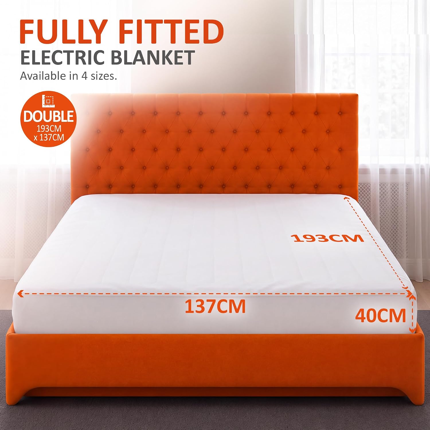 Wärmer Electric Blanket Double Size - Dual Control, Fully Fitted Mattress Cover wi… thumbnail 3