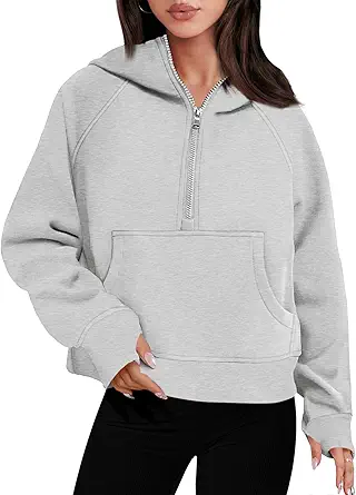 ANRABESS Women Half Zip Cropped Hoodies Fleece Quarter Zip Up Pullover Sweatshirts Winter Clothes 2023 Outfits Sweater