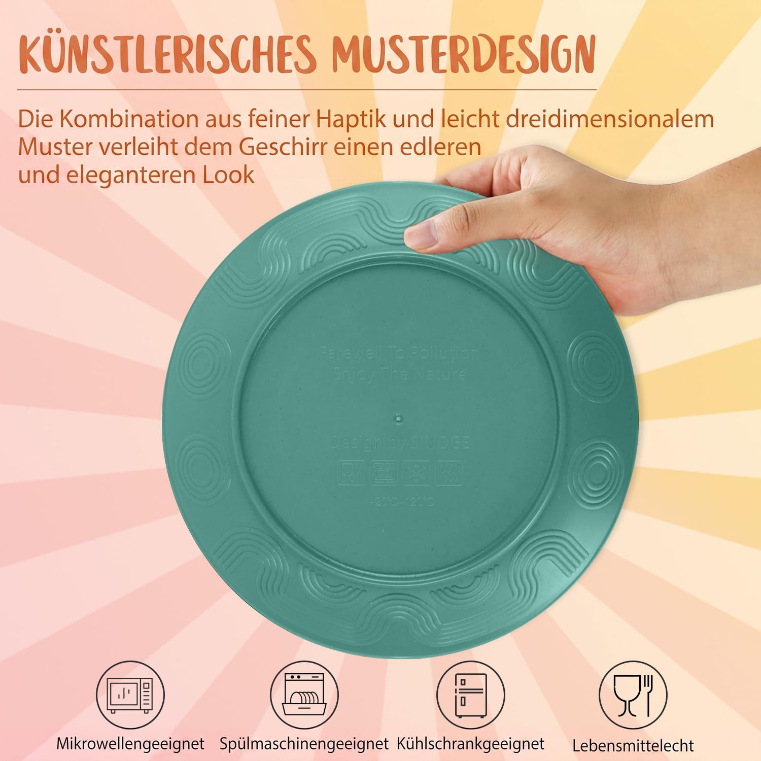 Wrova Juego de vajilla de 40 piezas, platos y cuencos con vaso, juego de platos irrompibles para 8 personas, apto para lavavajillas y microondas, para camping, autocaravanas - verde oscuro