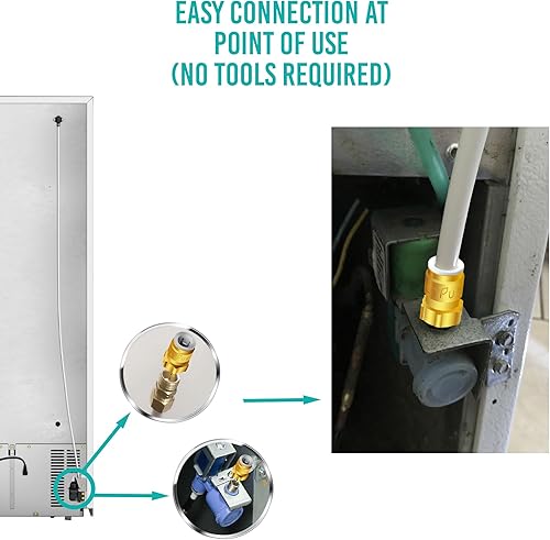 Miniatura 2 de Kit de instalación rápida de máquina de hielo para nevera con tubería de 25 pies para línea de agua de electrodomésticos de agua potable, T de