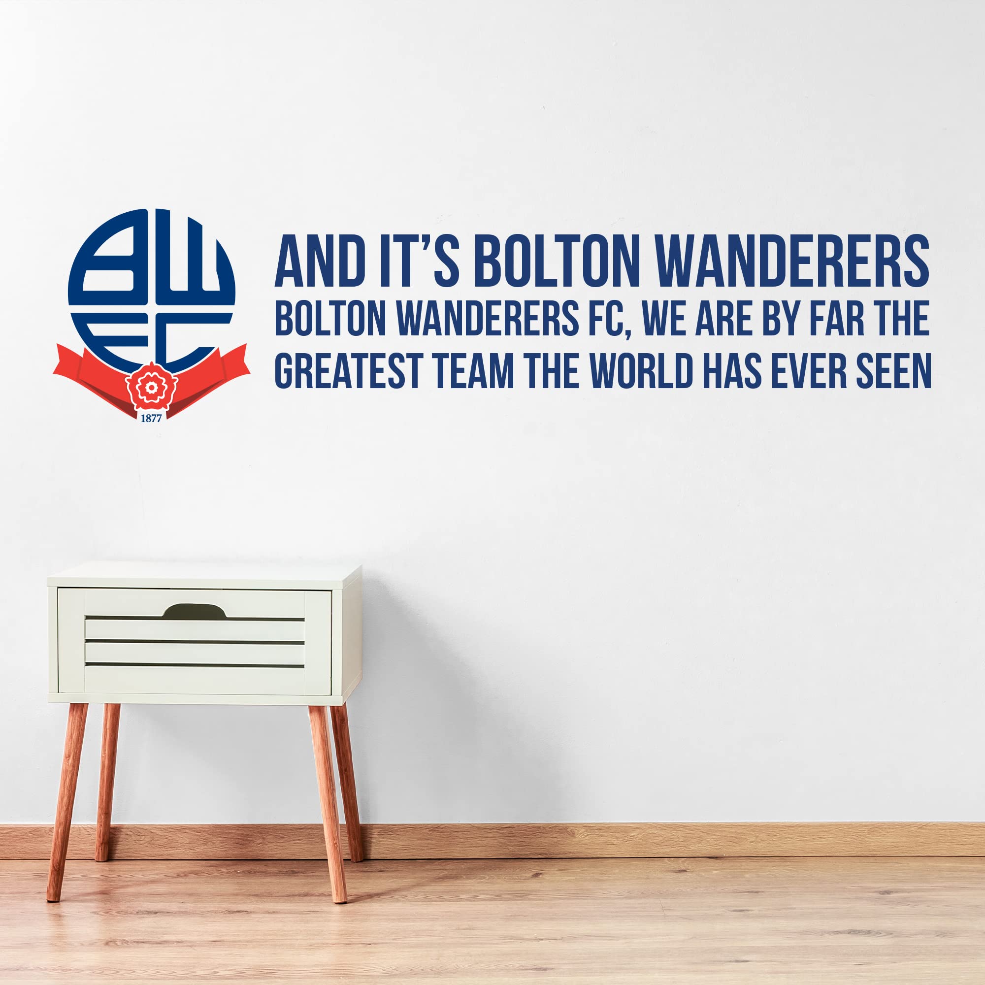 Beautiful Game Bolton Wanderers Football Club Official Crest & Song Wall Sticker (90cm width x 20cm height)