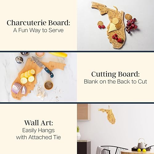 Miniatura 2 de Totally Bamboo Destination Tabla de cortar con forma del estado de Florida, tabla de servir charcutería y queso, regalo de Florida para decoración