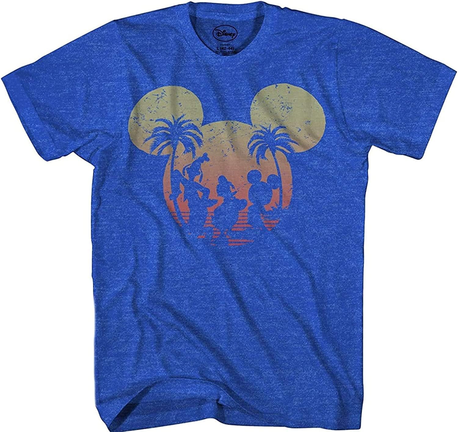 Disney Mickey Mouse Donald Duck Goofy Sunset Adult Mens Graphic T-Shirt