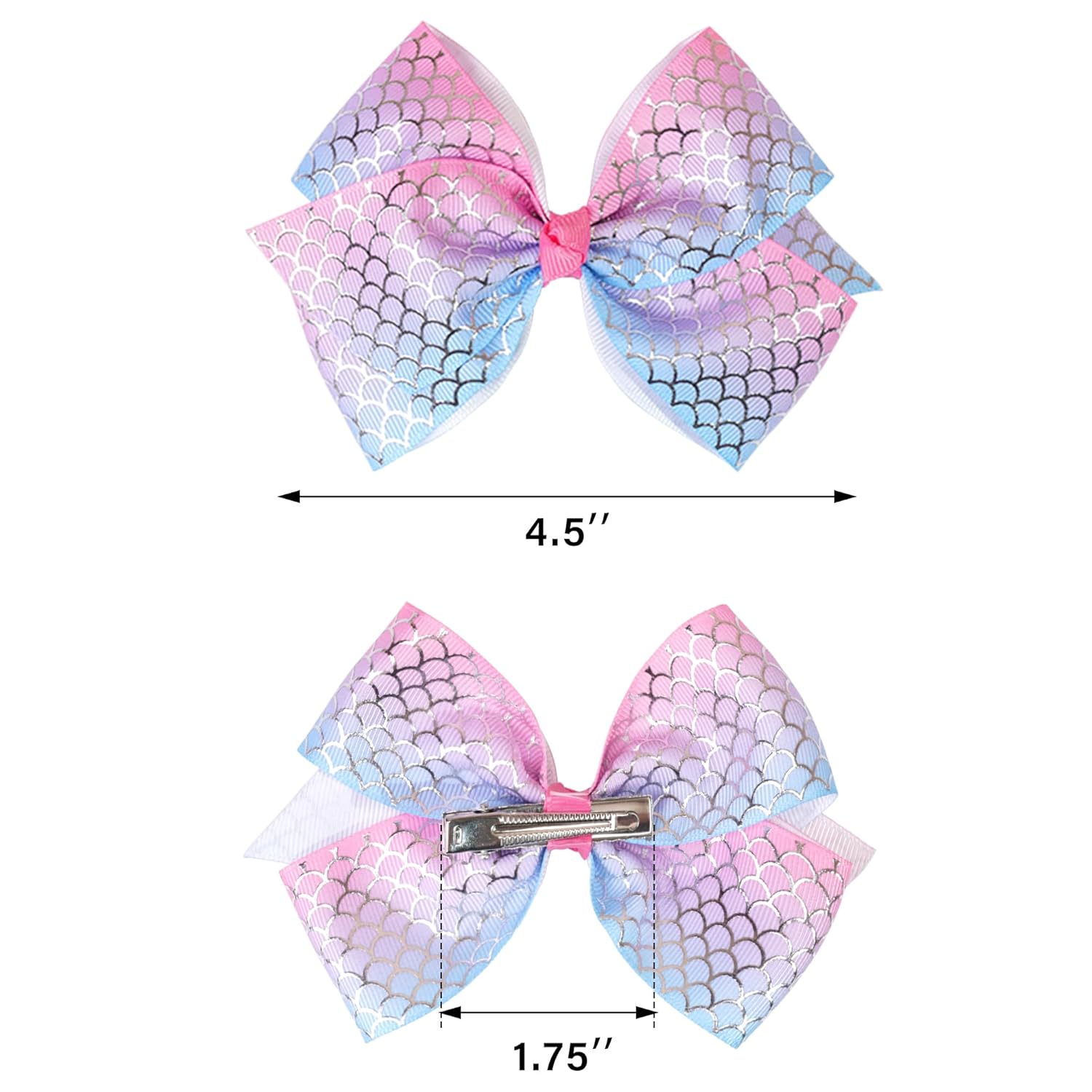 24PCS 4.5Inch Bows for Girls Boutique Grosgrain Ribbon Rainbow Hair Bow Alligator Hair Clips Pigtail Bows Unicorn Hair Clips for Baby Girls Toddler Kids Children Teens - Image 4