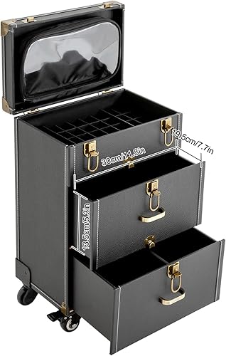 Miniatura 6 de Maletín con ruedas para maquillaje con cajón, Negro -, Moderno